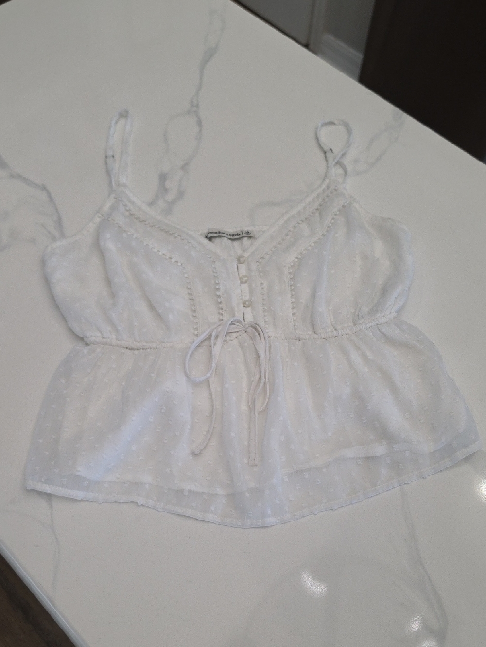 Abercrombie and Fitch White Dot Tie-Front Cami Top Medium